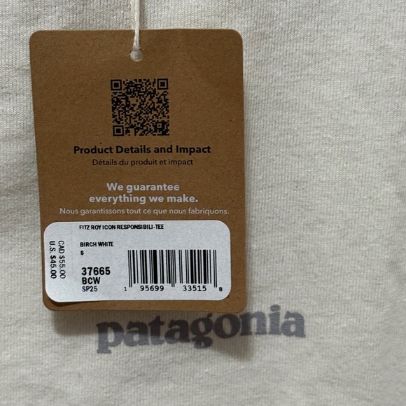 New Patagonia Fitz Roy Icon Responsibili-Tee Shirt Size Medium Birch White - Picture 5 of 5
